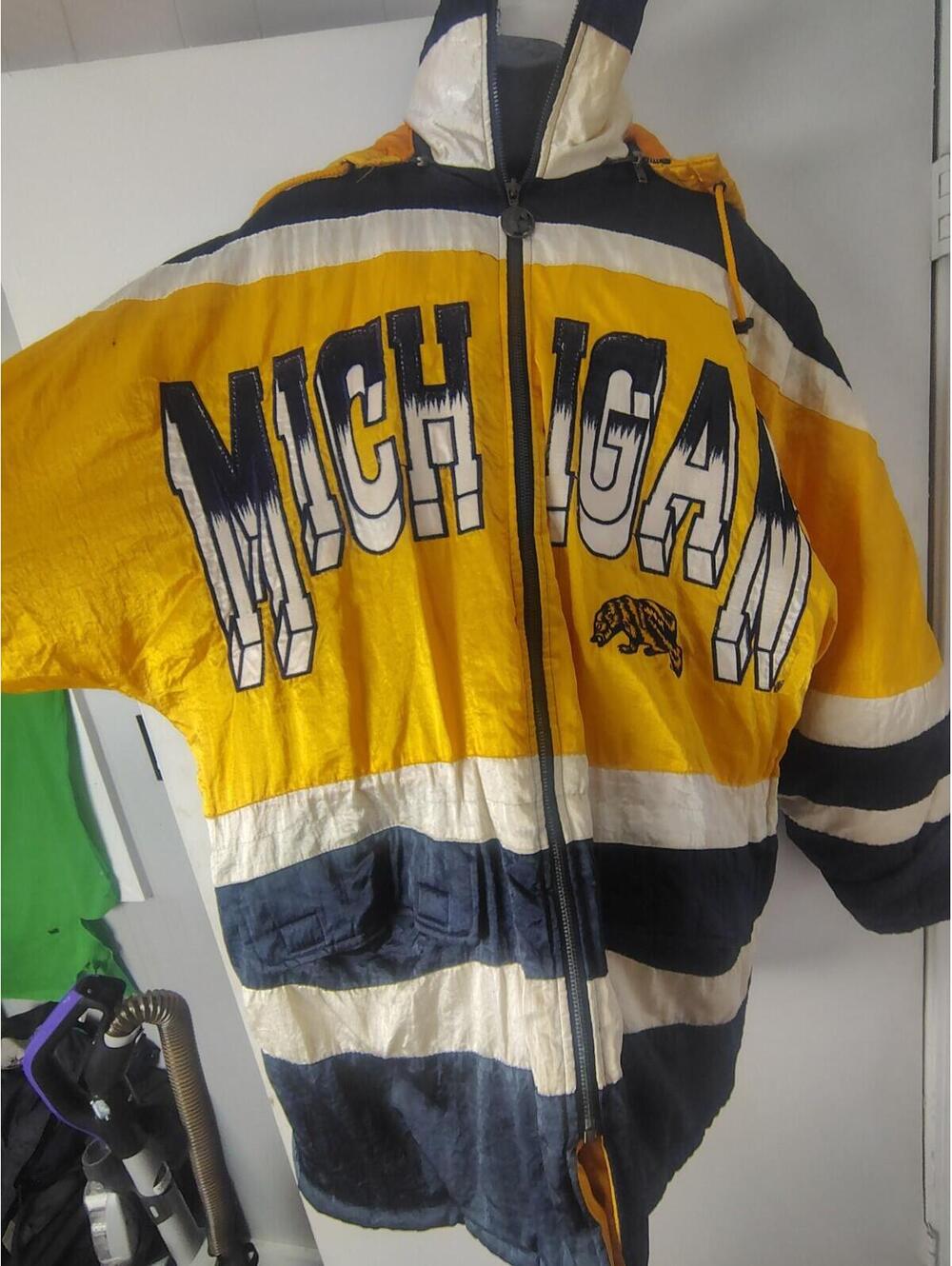VTG Giovanni Michigan Wolverine Jacket Mens XXL Embroidered Windbreaker